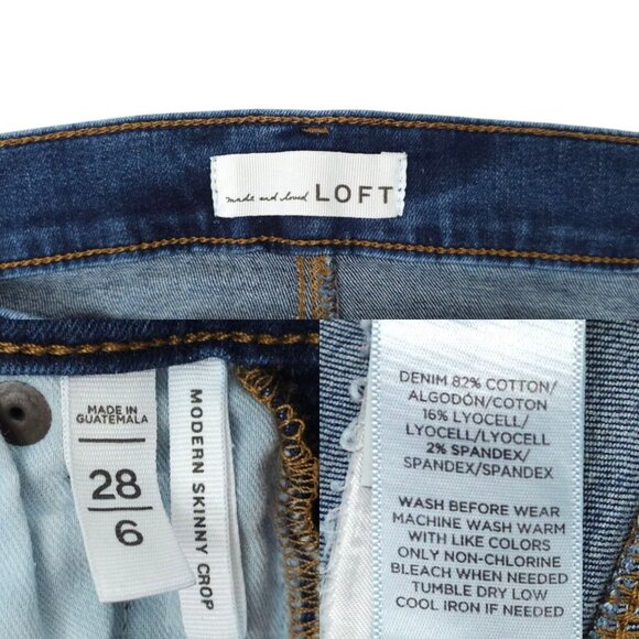 Loft Modern Skinny Crop Jeans Womens Size 28/6 Mid Rise Dark Wash Denim - Picture 7 of 14
